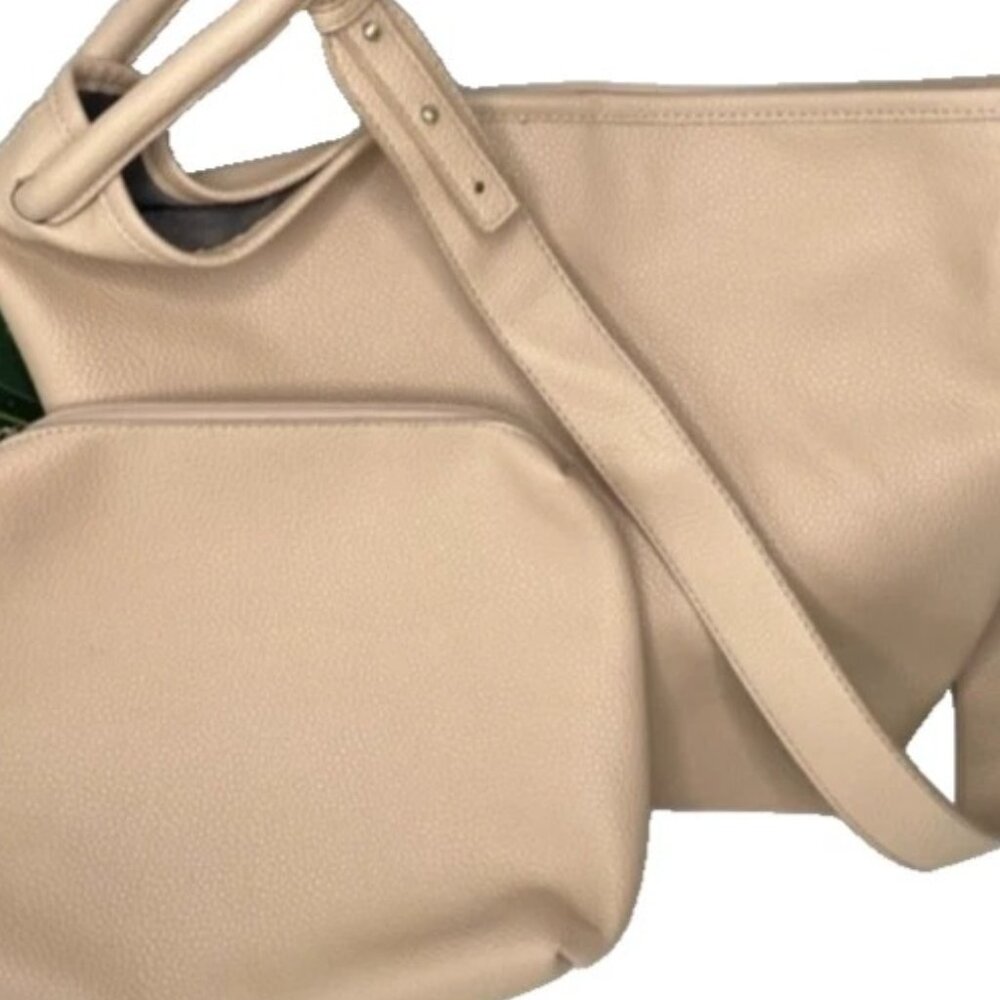 Anthropologie Pebble Faux Leather Hobo Shoulder Bag With Makeup Case